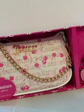 Juicy Couture Cherry Print Shoulder Bag - Pink & Cream